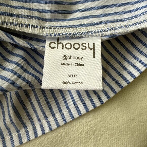 Blue and White Pinstripe Tie Front Shirt Dress NWT Size 2 - Picture 5 of 8